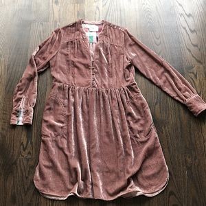 Anthropologie Velvet Long Sleeved Dress